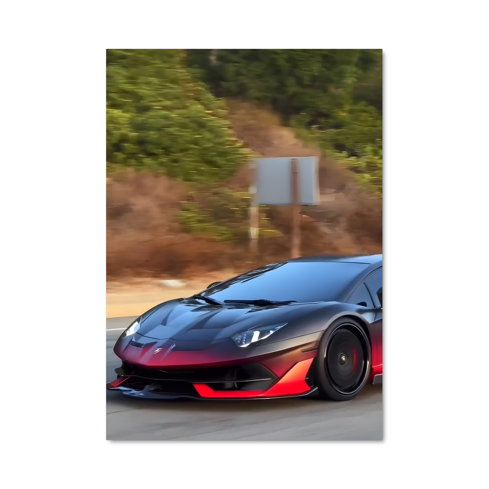Poster Aventador Noir et Rouge – affiche Lamborghini